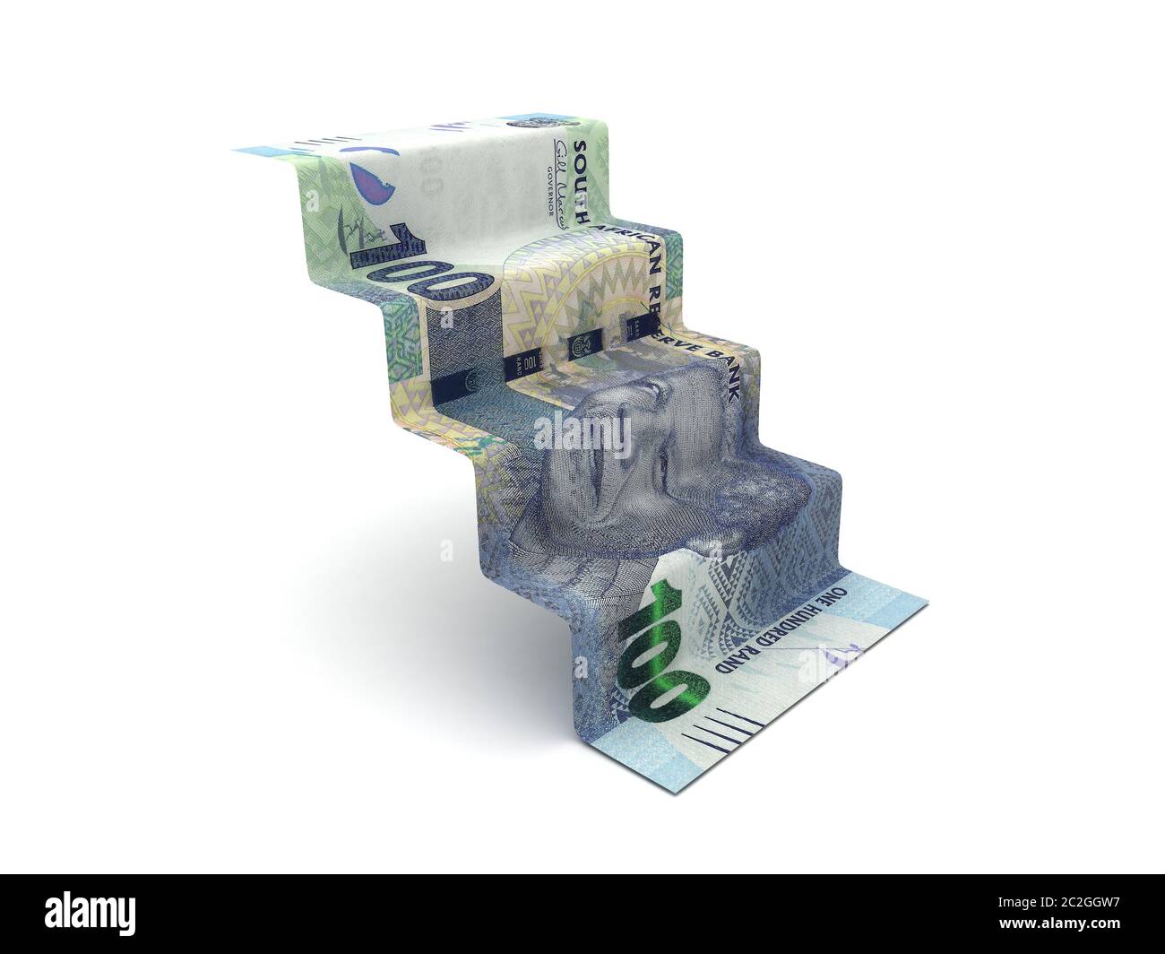 Fasi superiore con South African Rand (isolato su sfondo bianco) Foto Stock