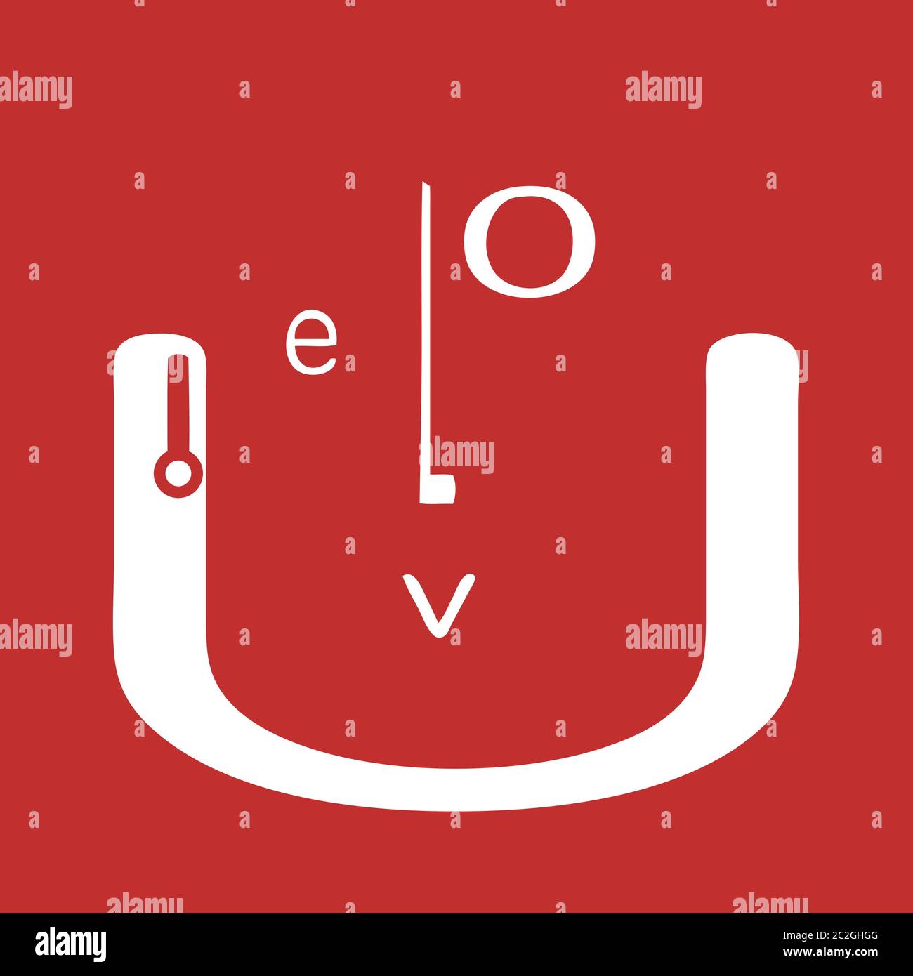 Faccia a forma di U con i Love U che raffigura le caratteristiche Illustrazione Vettoriale