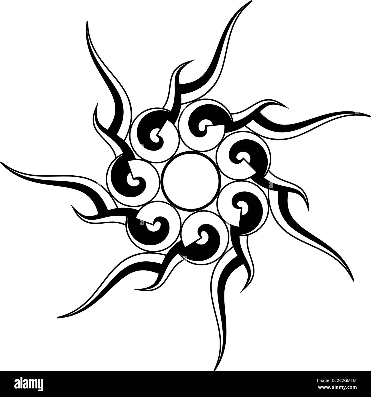 Sun Tribal Tattoo Design Illustrazione artistica vettoriale Illustrazione Vettoriale