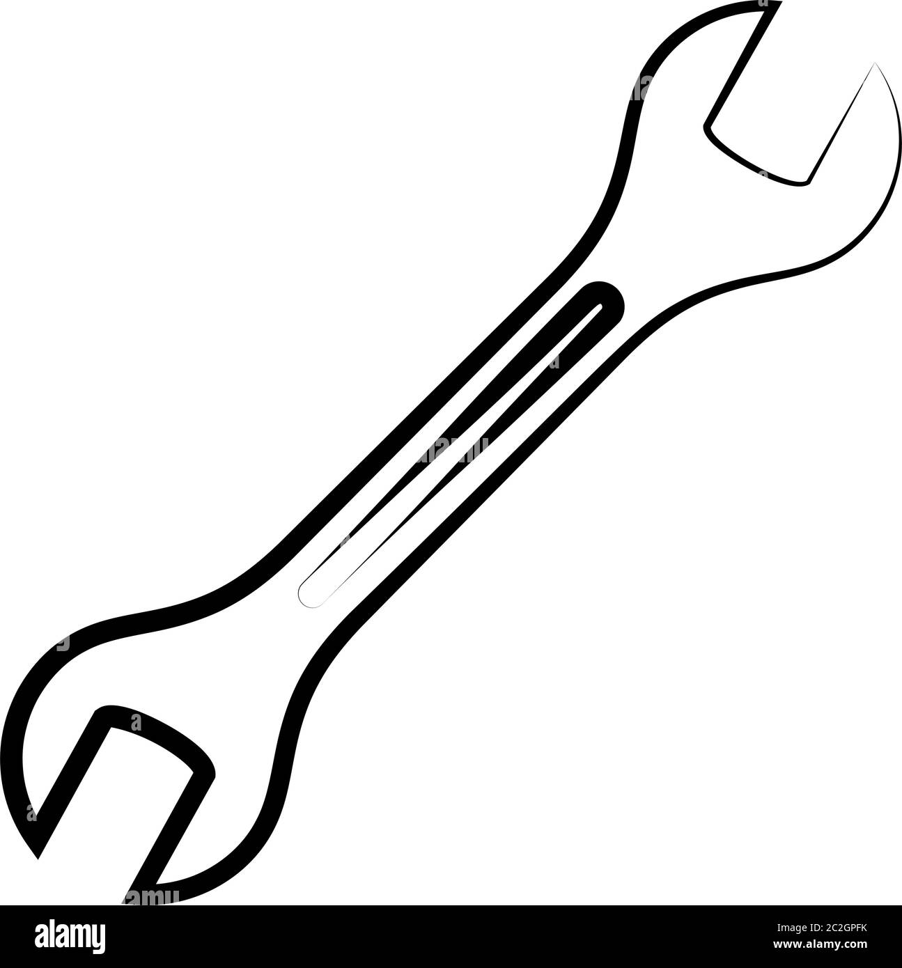 Apri l'icona chiave a capo, illustrazione di Spanner Vector Art Illustrazione Vettoriale