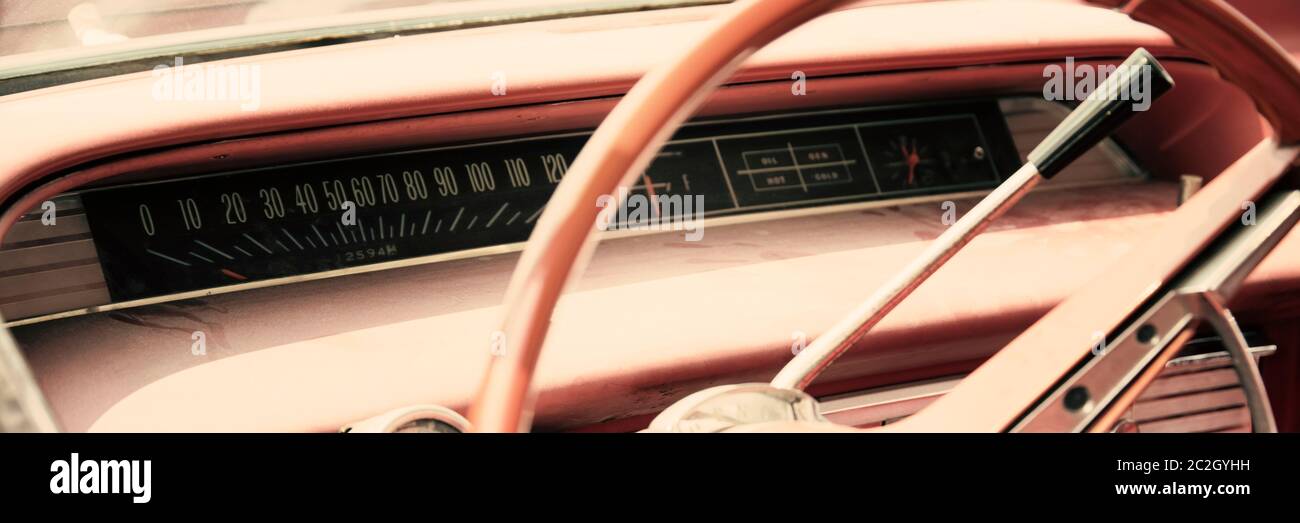 Classic car cruscotto Foto Stock