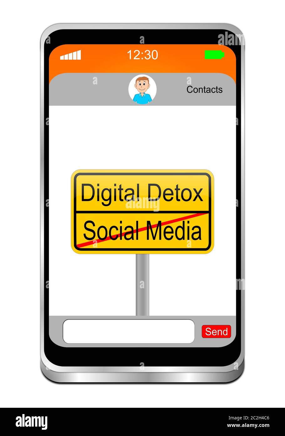 Smartphone decorativo con Digital Detox - Social Media Sign - illustrazione 3D Foto Stock
