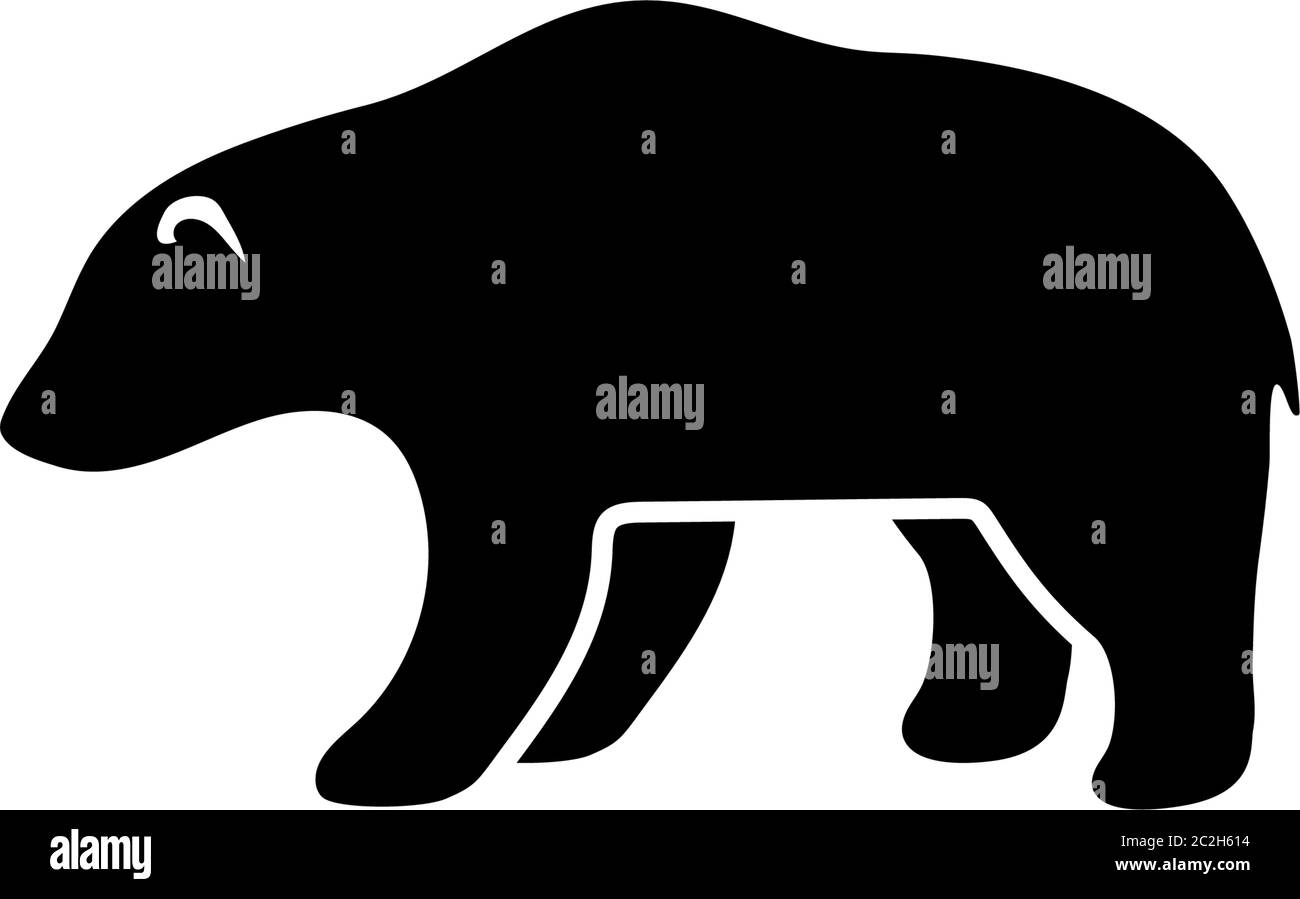 Grizzly o Orso Polar, Kodiak Silhouette. Illustrazione dell'icona Flat Vector. Semplice simbolo nero su sfondo bianco. Grizzly o Orso polare, segno di Kodiak d Illustrazione Vettoriale