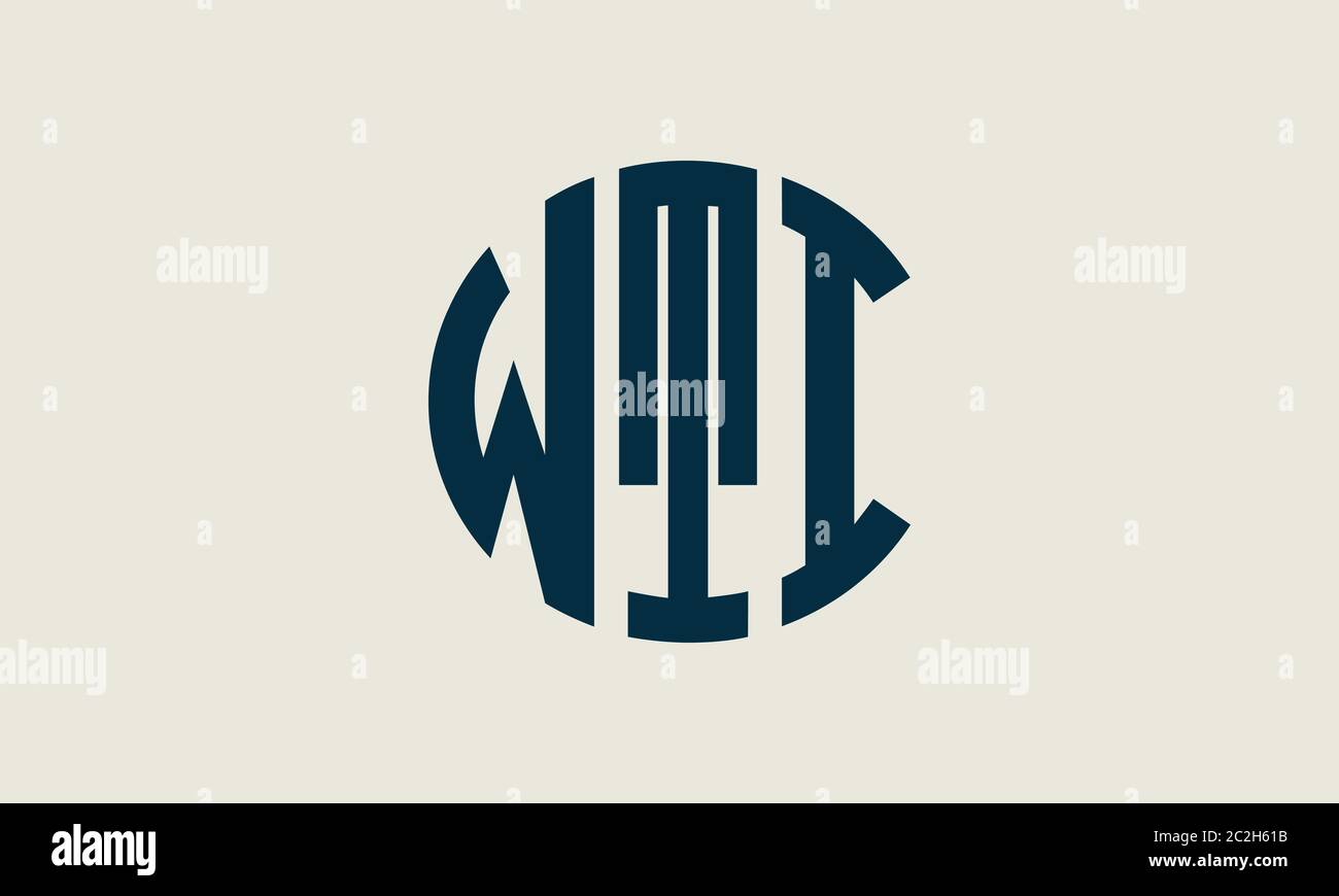Modello di logo vettoriale con lettera alfabetica con emblema circolare WTI Illustrazione Vettoriale