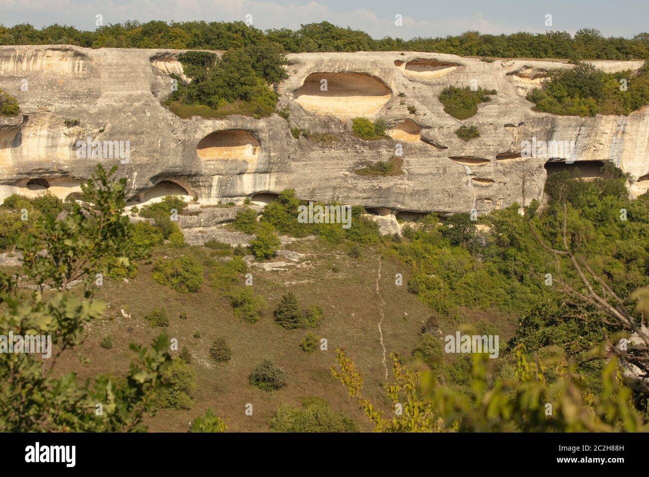 Eski-Kermen è una città medievale fortezza nella parte sud-occidentale della penisola di Crimea, a 14 km di distanza Foto Stock