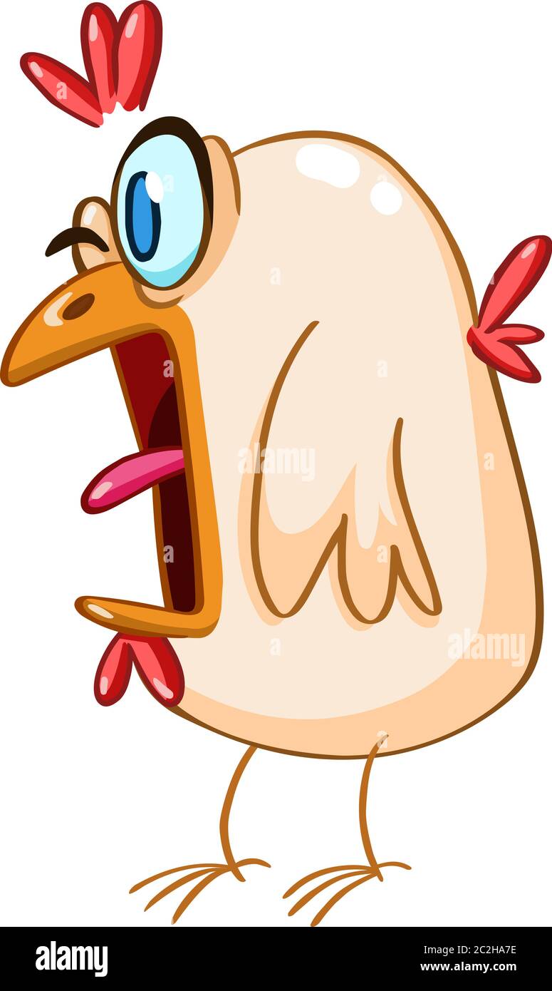 Divertente cartone animato pazzo pollo in panico Illustrazione Vettoriale
