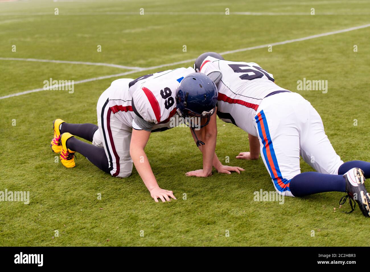 allenamenti professionali dei giocatori di calcio americani Foto Stock