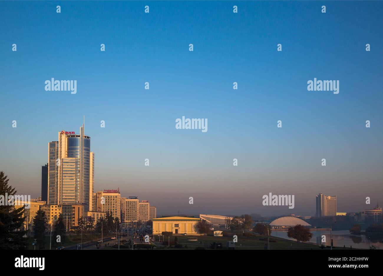 Minsk, panorama della città Foto Stock