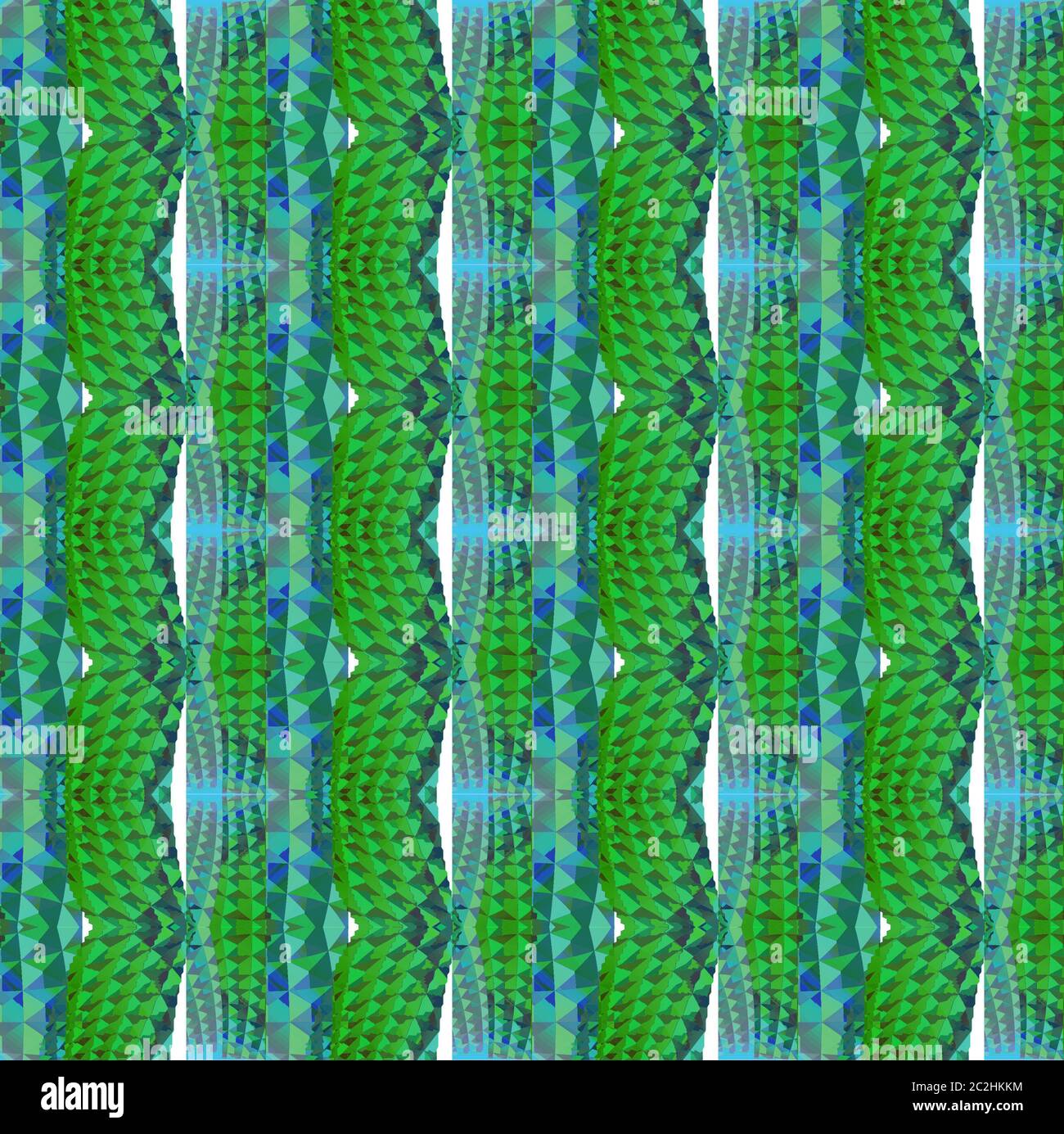 Triangoli ondulati senza cuciture motivo verde blu grigio bianco verticale Foto Stock