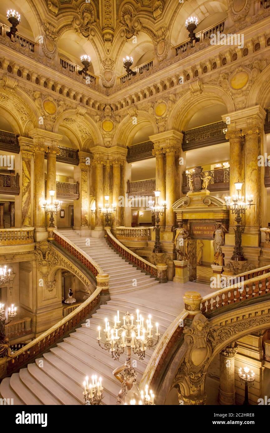 Interno del Palais Garnier - il Teatro dell'Opera, Parigi Francia Foto Stock