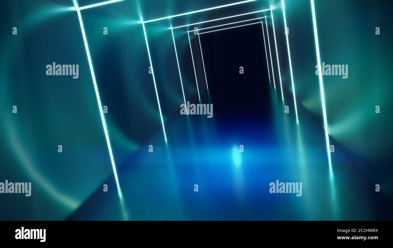 Le luci al neon di sfondo di tunnel Foto Stock