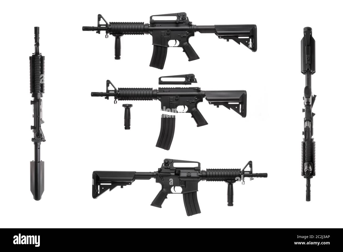 Immagine ingrandita di un'arma isolata AR-15 Foto Stock