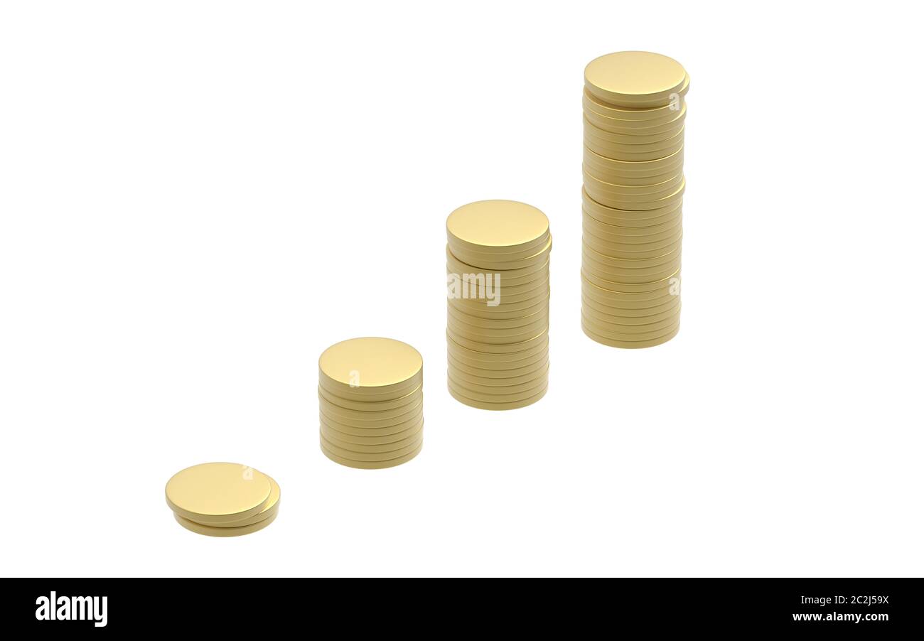 Oro Coin pile aumento Foto Stock