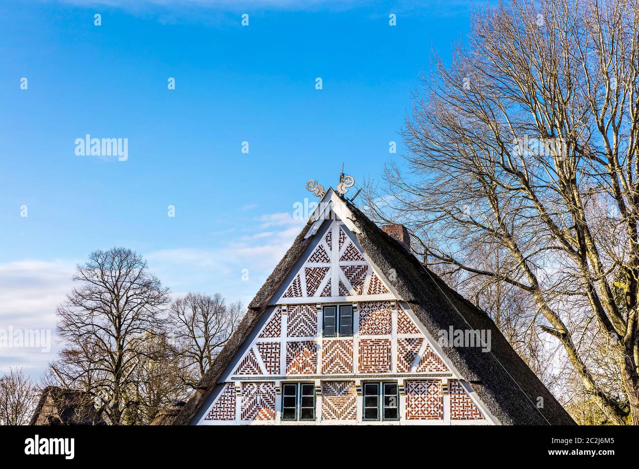 La casa 'Altländer' dal 1733 da Huttfleth nel 'museo all'aperto sull'isola' a Stade Foto Stock