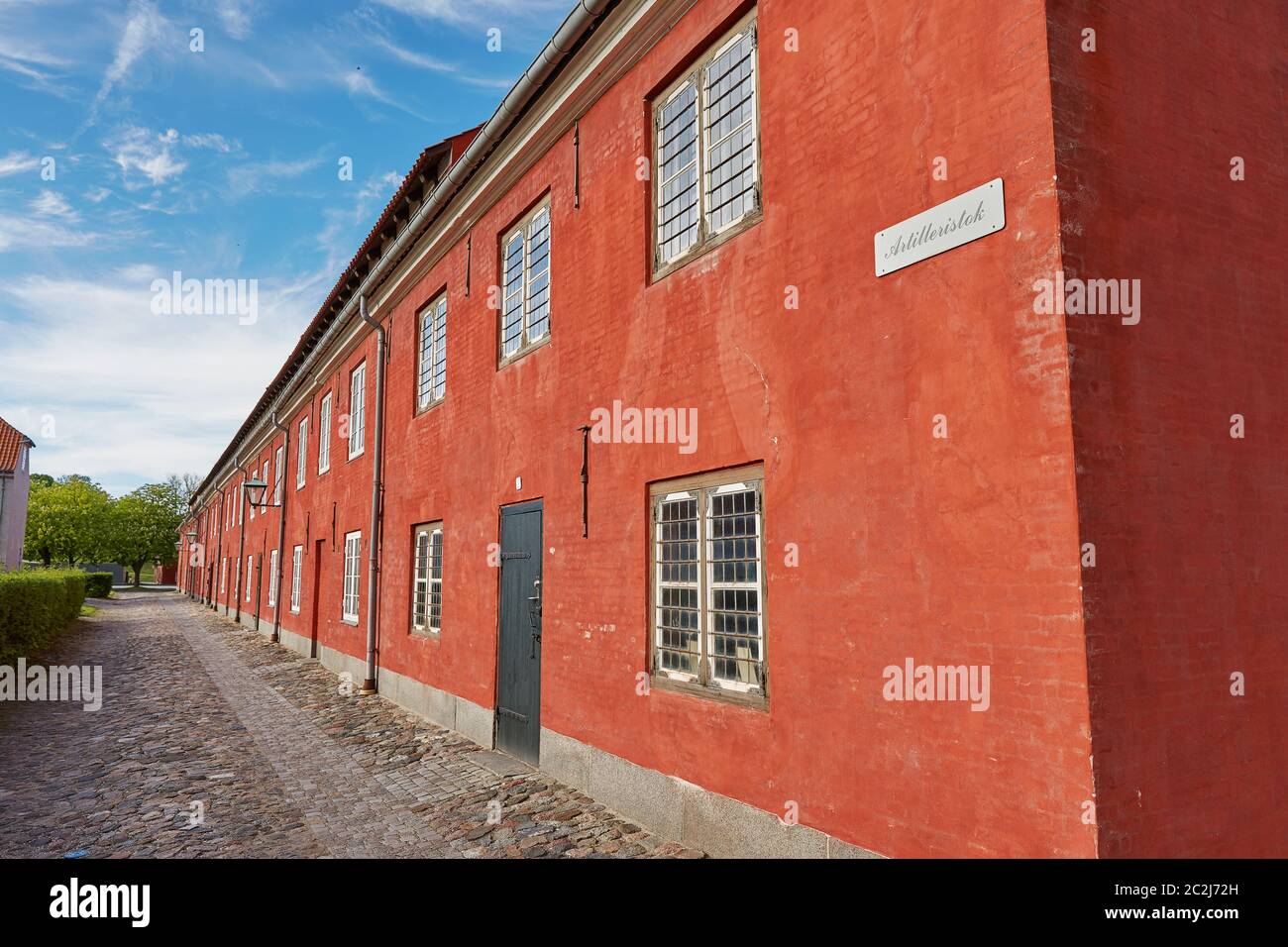 Case rosse nella storica Fortezza Kastellet di Copenhagen Foto Stock