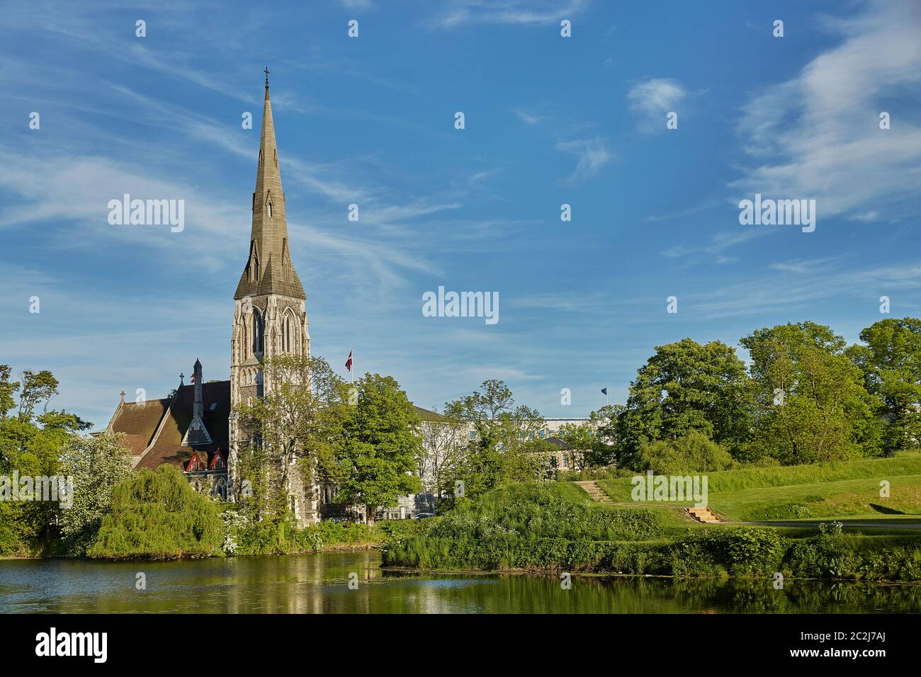 La Chiesa di Sant'Albano, spesso chiamata localmente semplicemente Chiesa inglese a Copenhagen Foto Stock