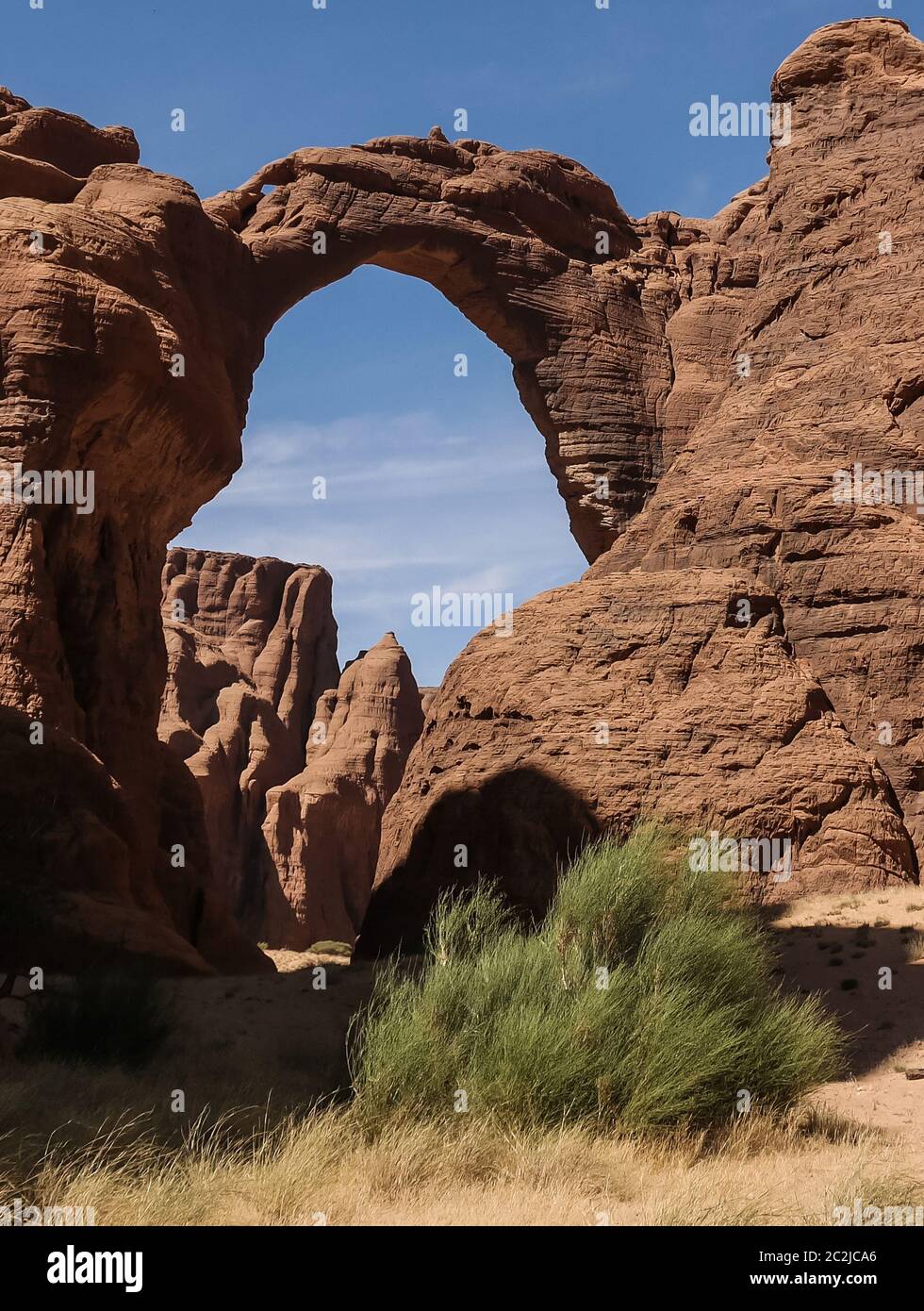 Formazione astratta di roccia all'altopiano Ennedi aka Arca di Aloba in Ciad Foto Stock