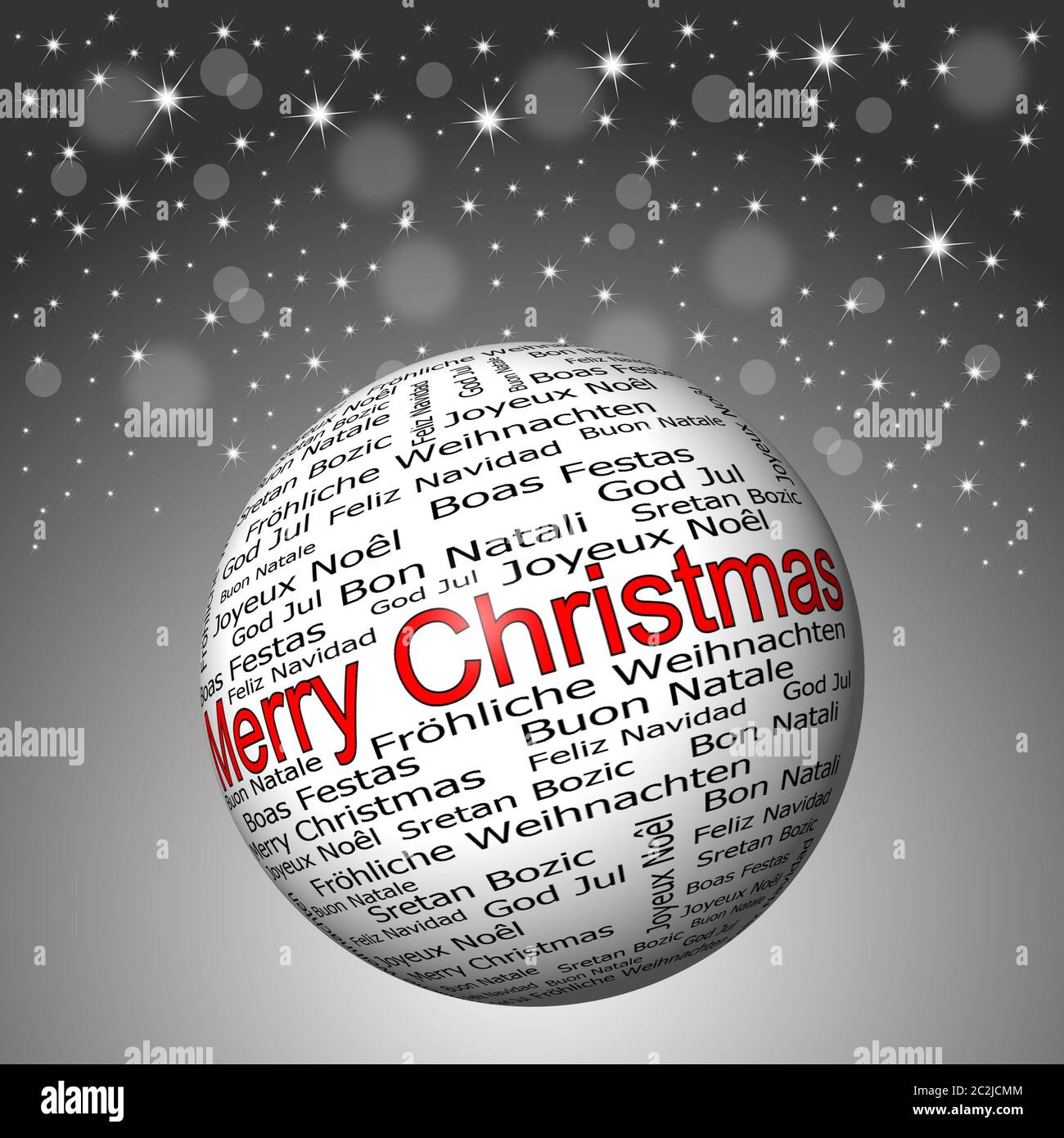 Merry Natale wordnube su sfondo argento lucido - illustrazione Foto Stock