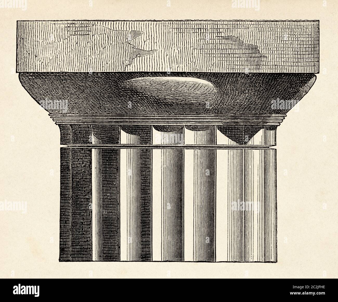 Capitale greca Dorica, capitale greca Dorica, Grecia antica. Illustrazione incisa del 19 ° secolo, El Mundo Ilustrado 1880 Foto Stock
