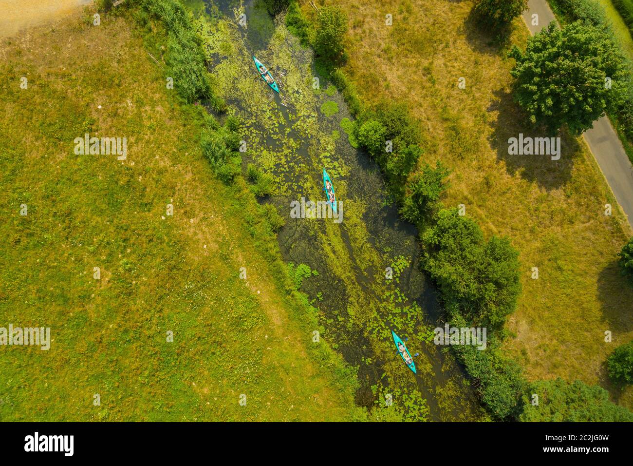 vista su kayak su un fiume Foto Stock