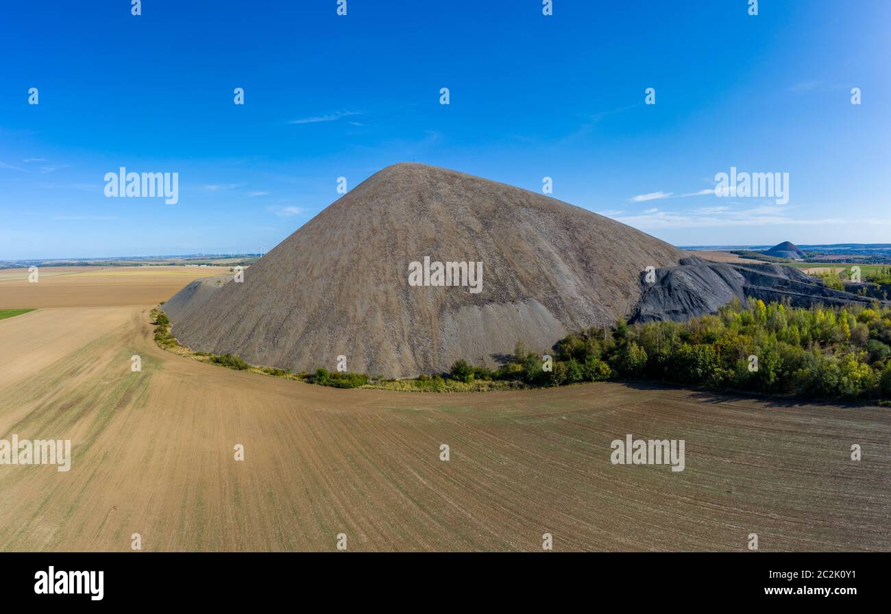 Mansfelder Land rovinare il mucchio paesaggio minerario Foto Stock