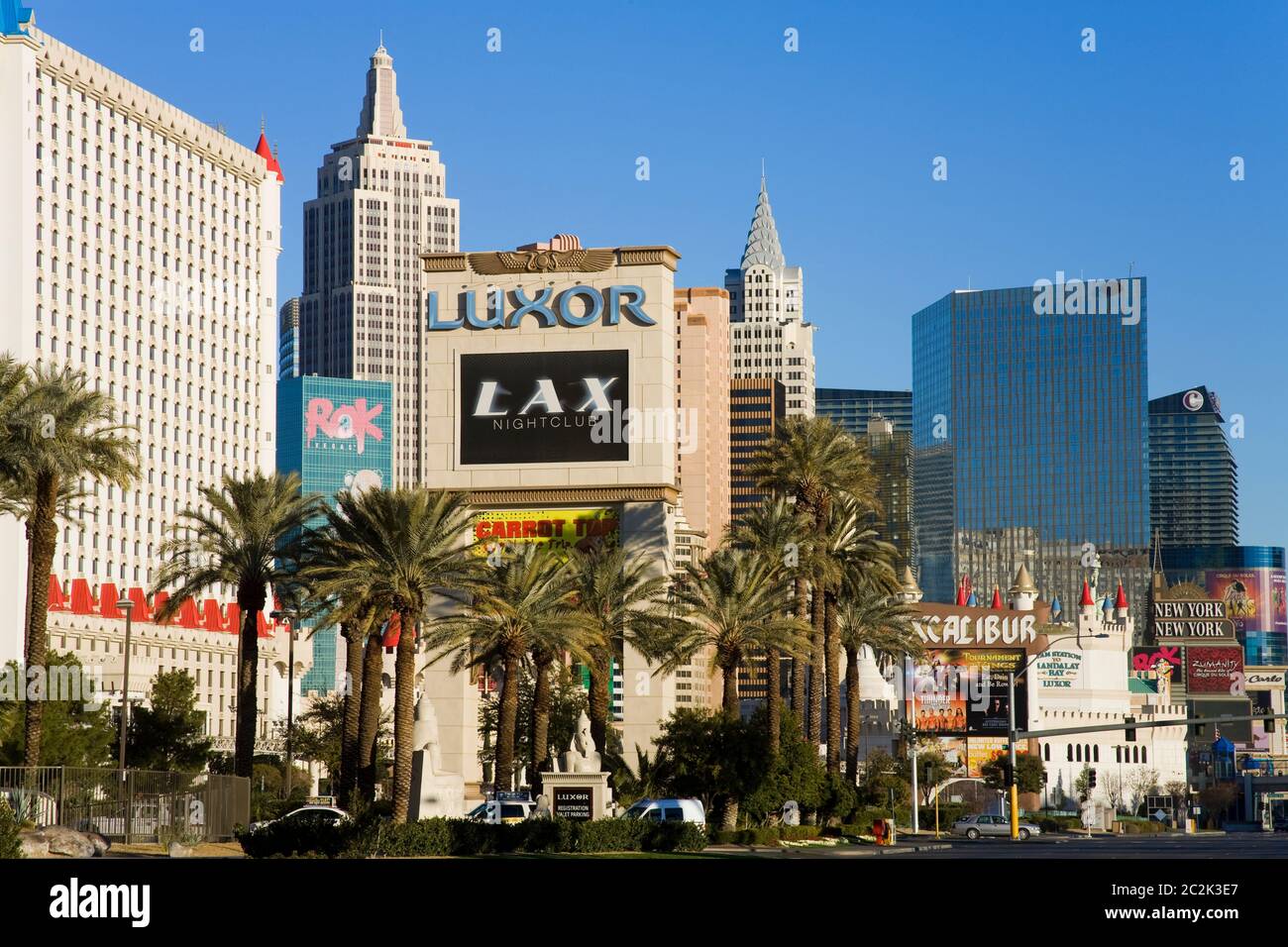 Luxor, Excalibur, New York, New York, Casinò e CityCenter, Las Vegas, Nevada, Stati Uniti, Nord America Foto Stock