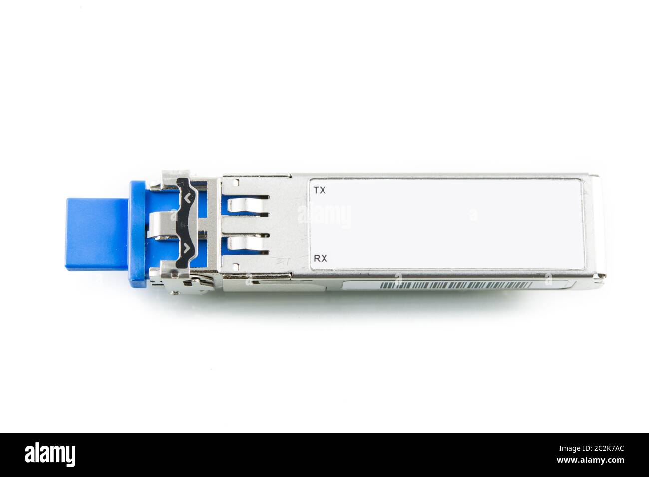 Ottico SFP Gigabit module per switch di rete isolato su sfondo bianco Foto Stock