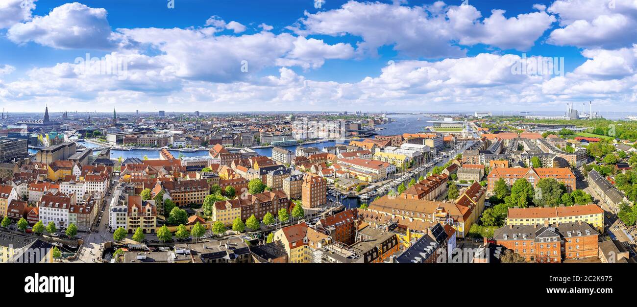 vista panoramica sul centro di copenhagen, danimarca Foto Stock