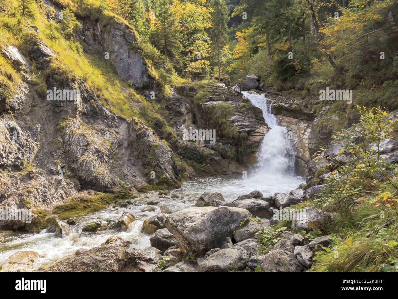 Cascate Kuhflucht in montagne estere, Baviera, Germania Foto Stock