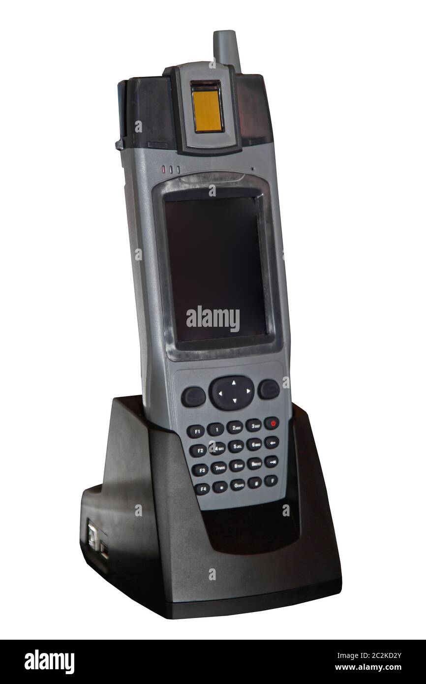 Palmare portatile uno scanner biometrico di impronte digitali per la sicurezza Foto Stock