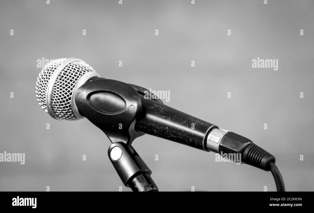 Il microfono è pronto per l'uso, il concerto Foto Stock