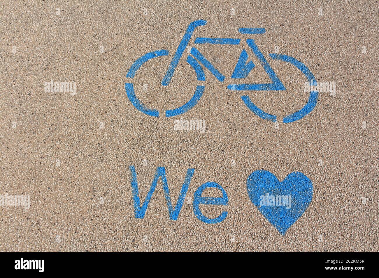 Contrassegnata in blu il percorso in bicicletta sul Lago di Garda in Italia. Foto Stock