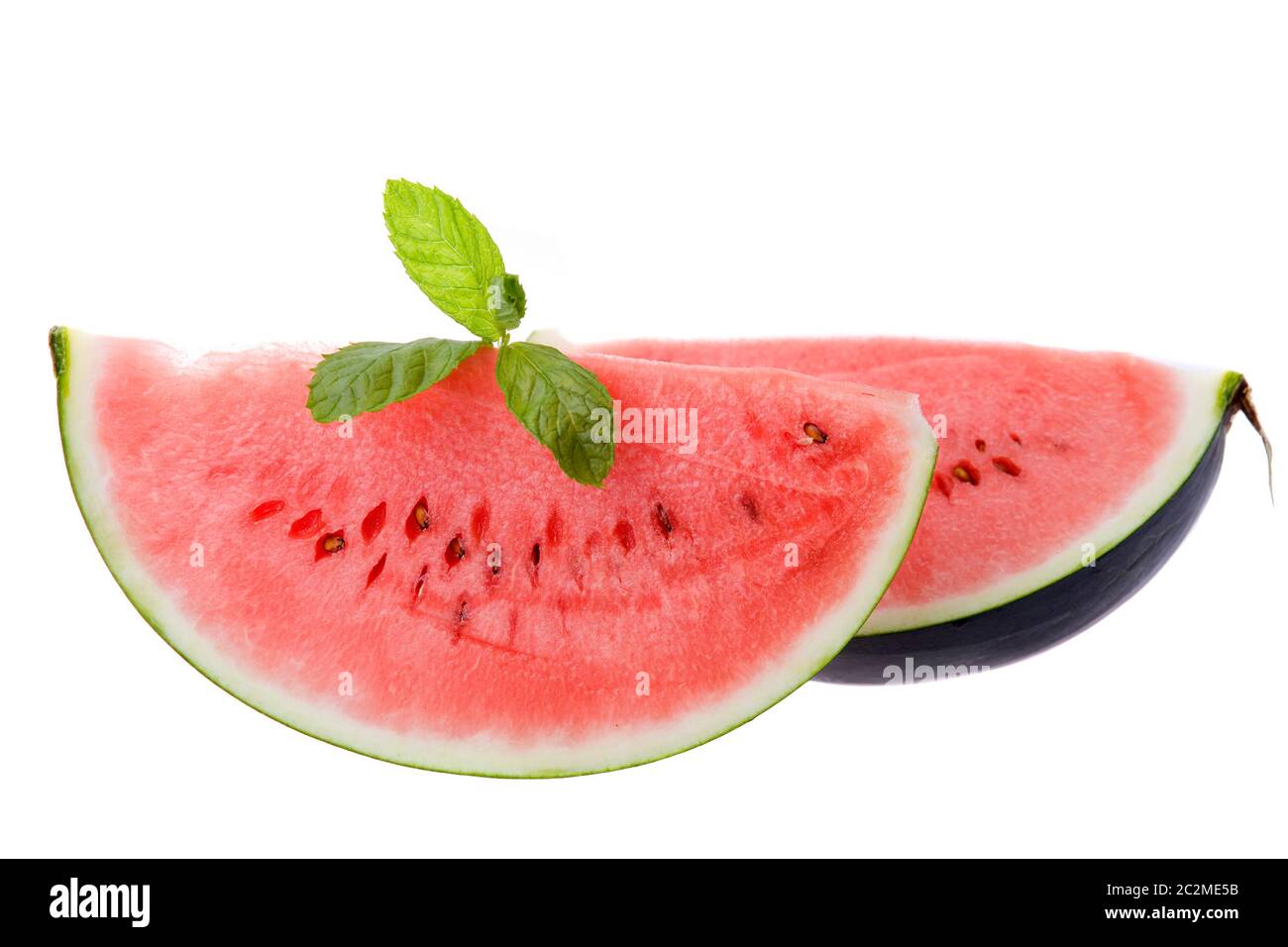 Acqua fette di melone, isolato su sfondo bianco Foto Stock