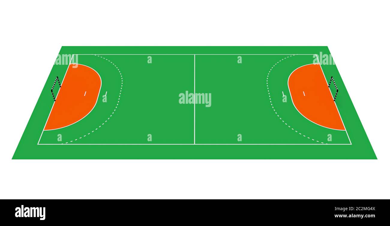 Campo di pallacanestro con marcature, 3D render Foto Stock