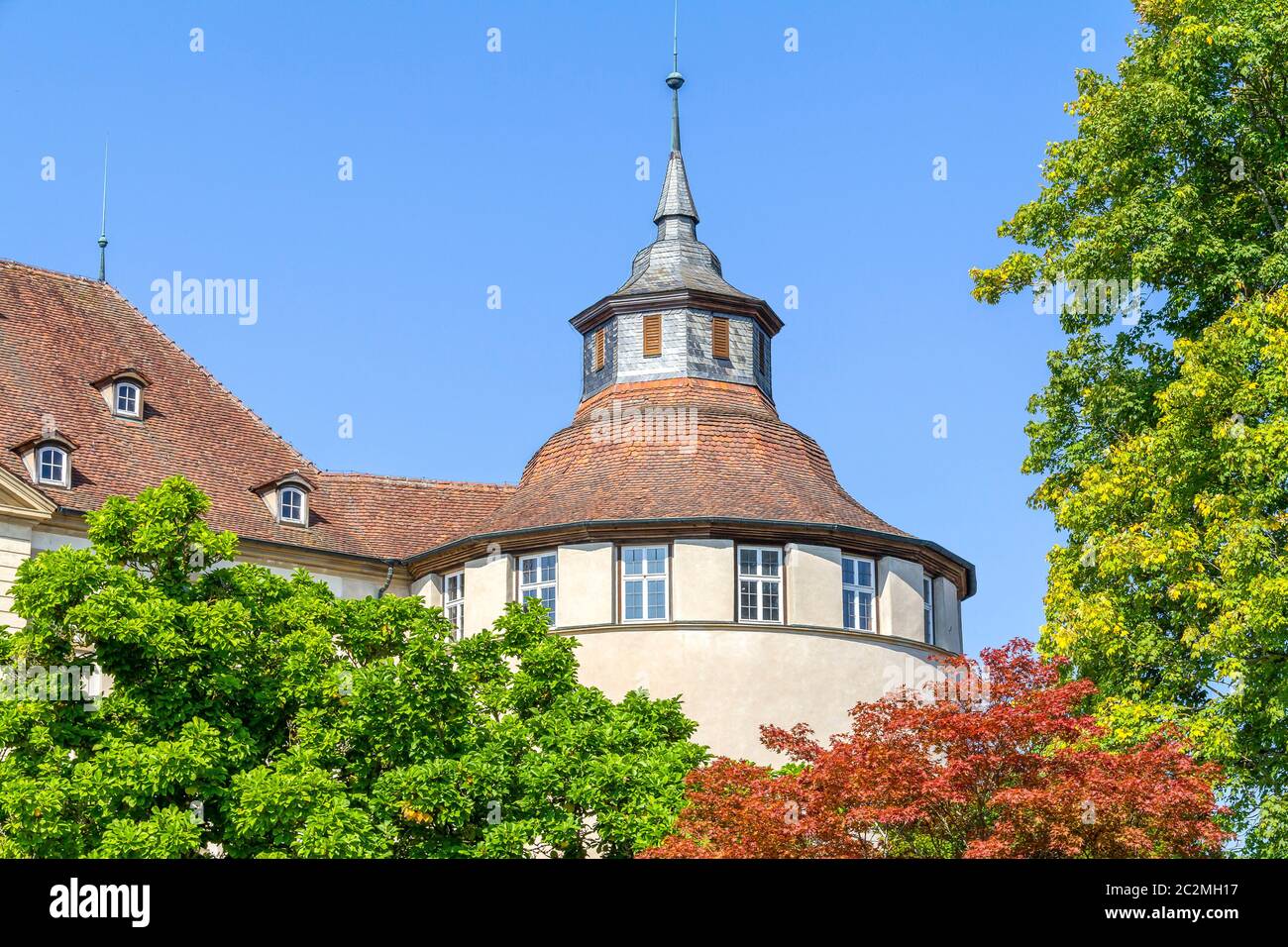 Torre a castello Langenburg nella Germania meridionale Foto Stock