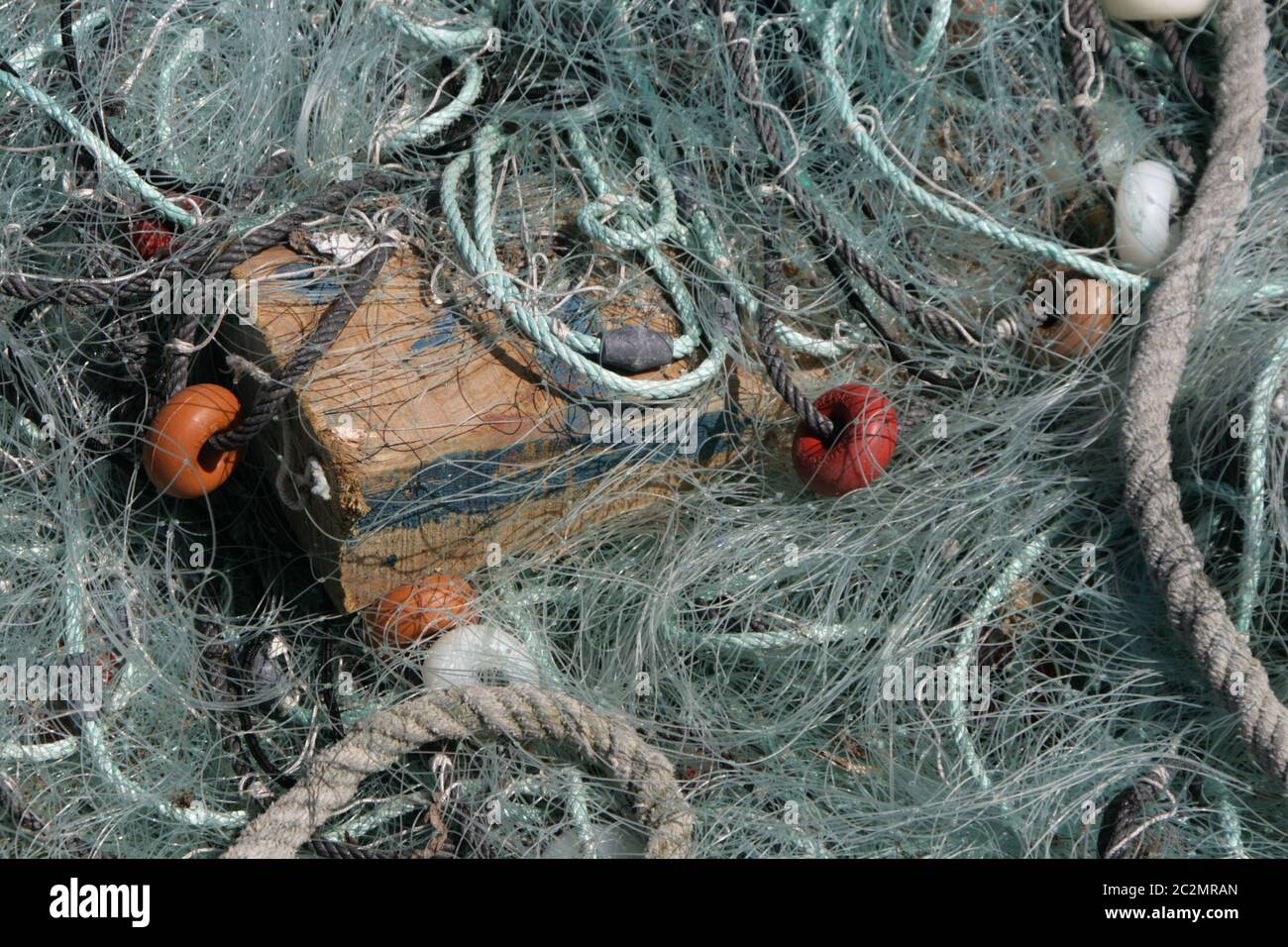 Rete di pesca blu a Tarifa. Andalusia Foto Stock