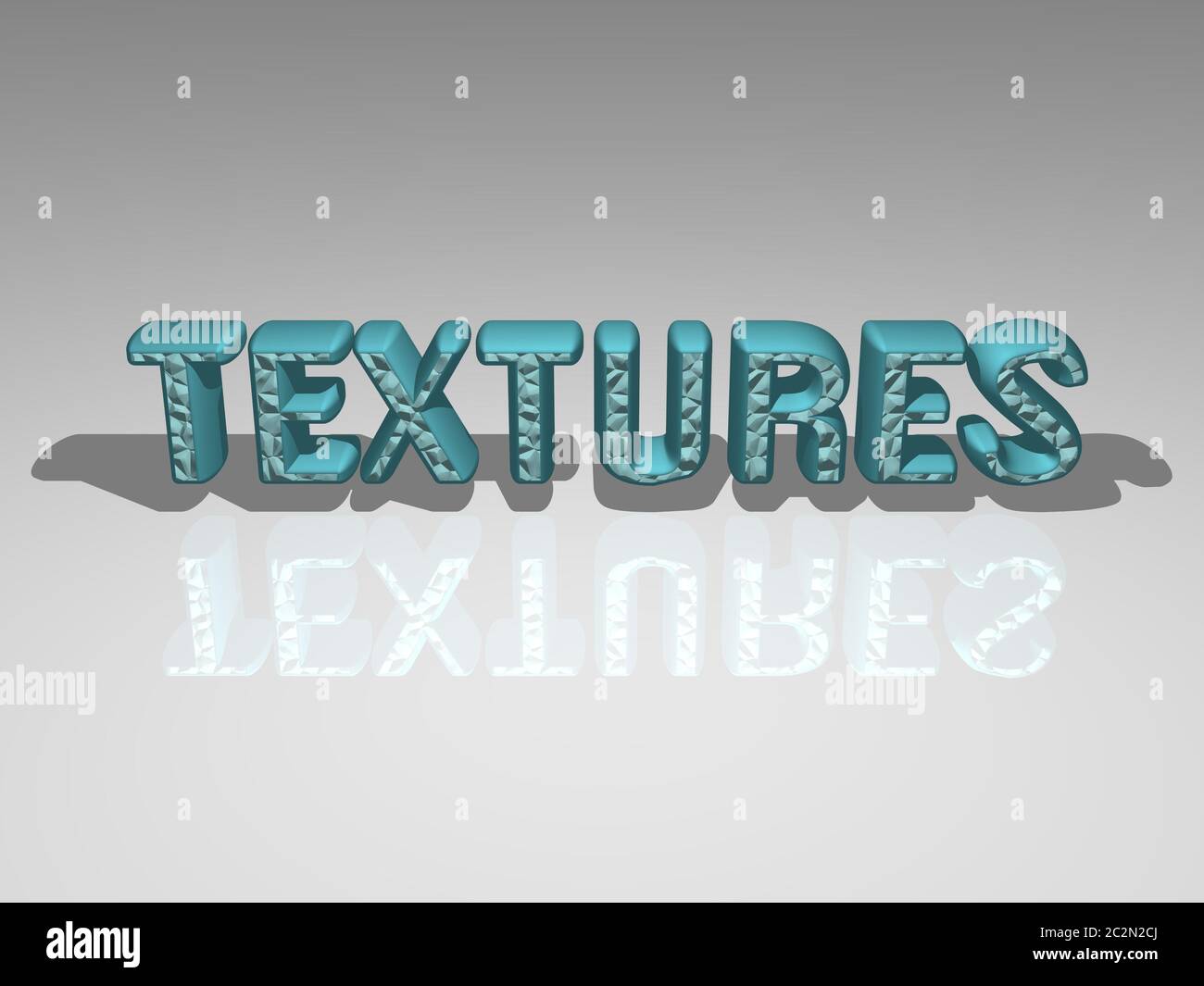 Testo colorato di trame con rendering in ombre di fusione 3D, immagine ideale per la visualizzazione concettuale e le applicazioni grafiche Foto Stock