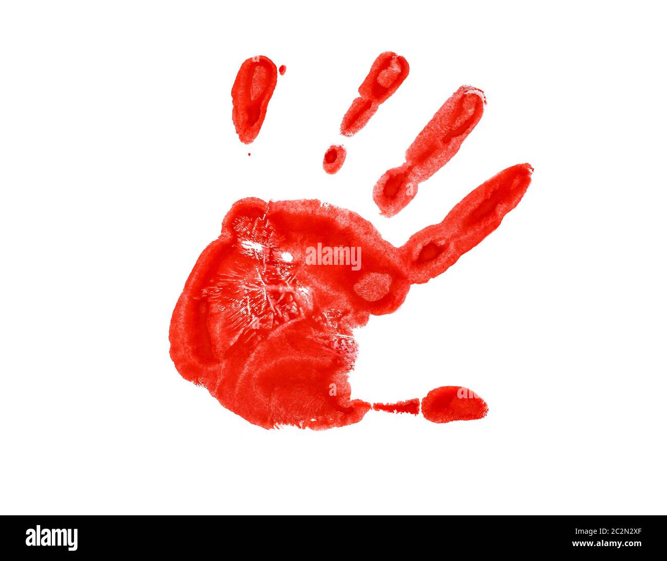 L'impronta rossa della mano sinistra Foto stock - Alamy