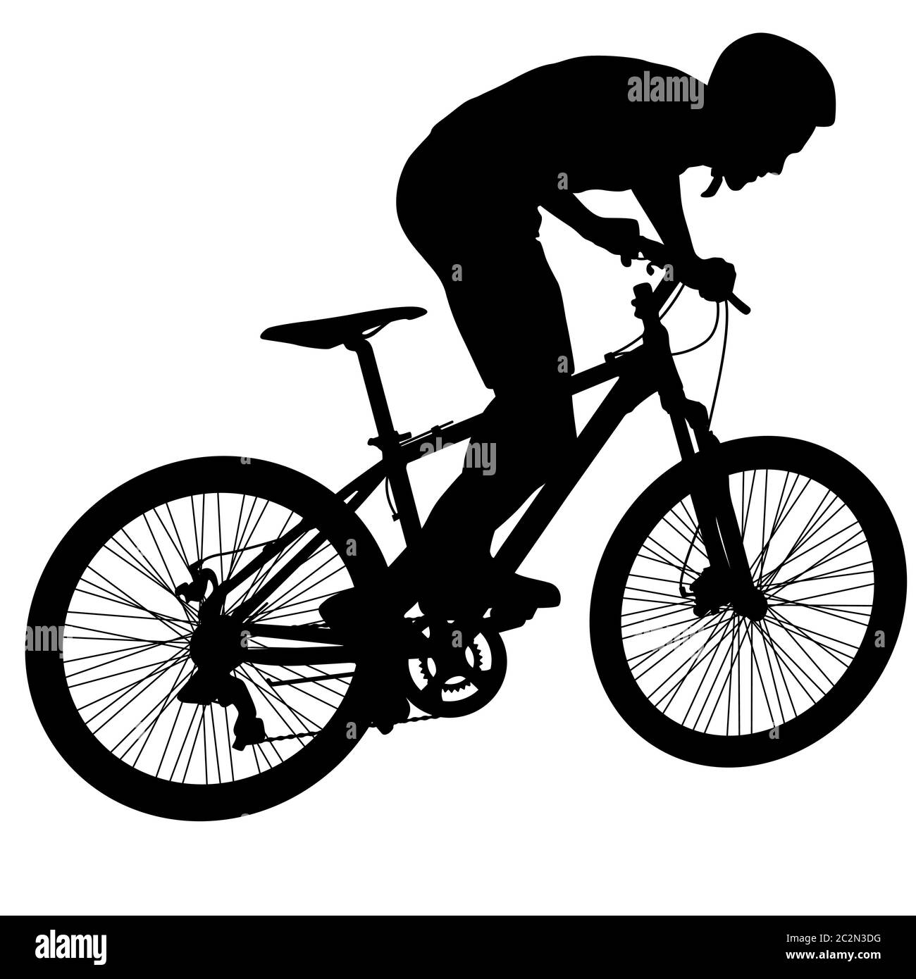 Silhouette di un ciclista maschio. illustrazione vettoriale. Foto Stock