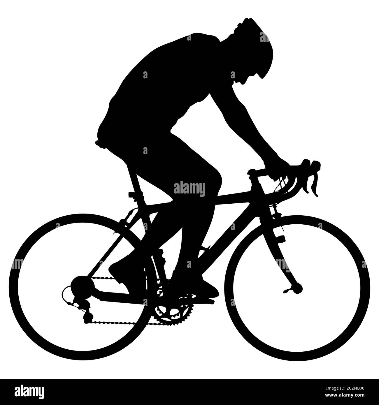 Silhouette di un ciclista maschio. illustrazione vettoriale Foto Stock