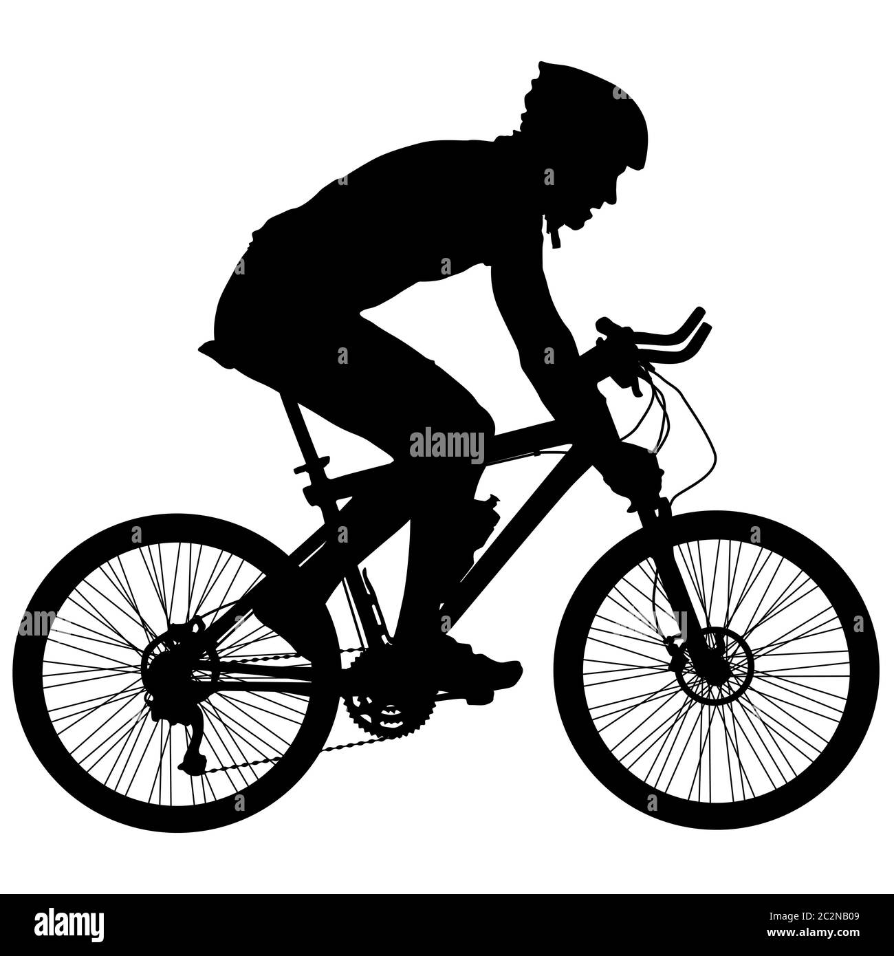 Silhouette di un ciclista maschio. illustrazione vettoriale Foto Stock