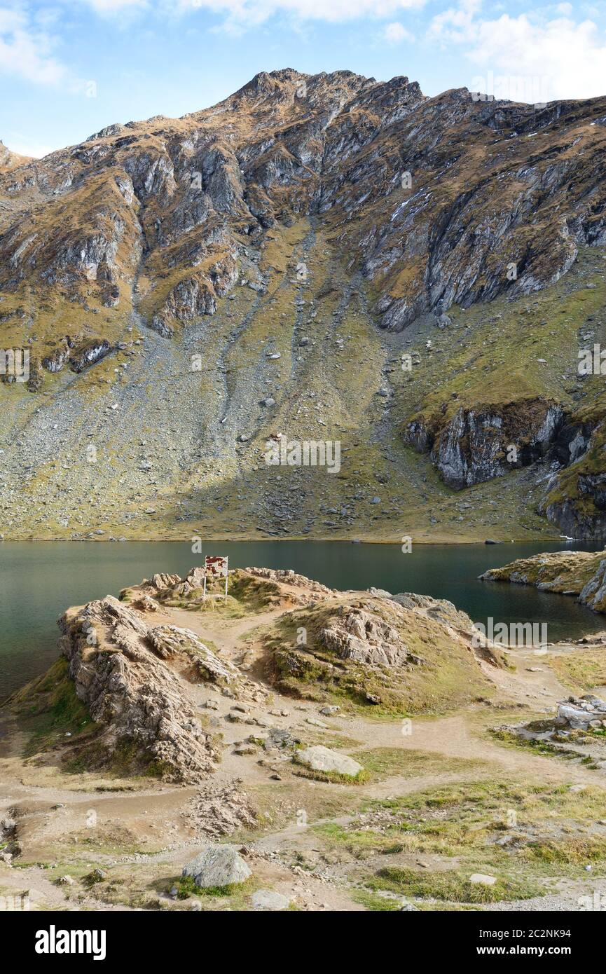 Il ghiacciaio lago Balea sulla strada Transfagarasan Foto Stock