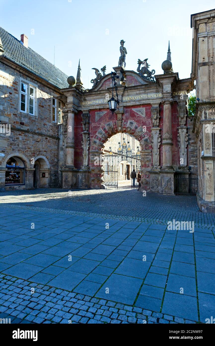 Portale di un castello Palazzo Buckeburg in bassa Sassonia, Germania Foto Stock