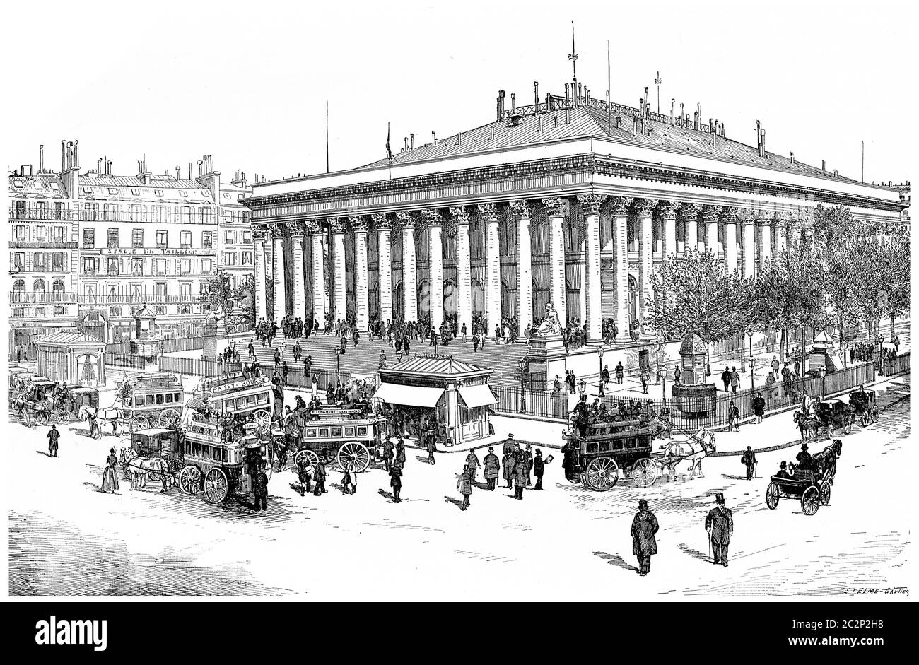 Paris Bourse, illustrazione d'epoca incisa. Parigi - Auguste VITU – 1890. Foto Stock