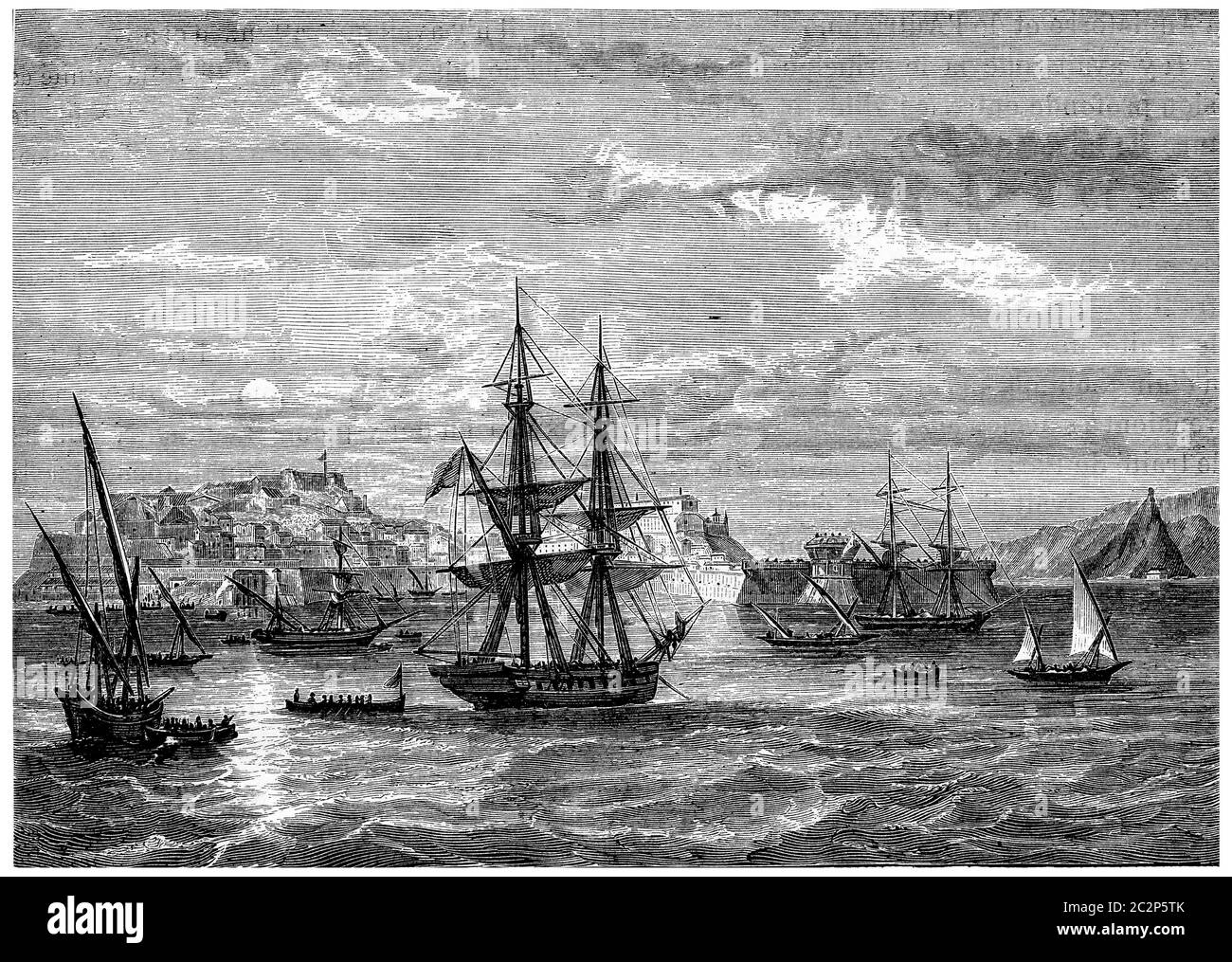 Partenza dall'Elba, illustrazione d'epoca incisa. Storia della Francia – 1885. Foto Stock