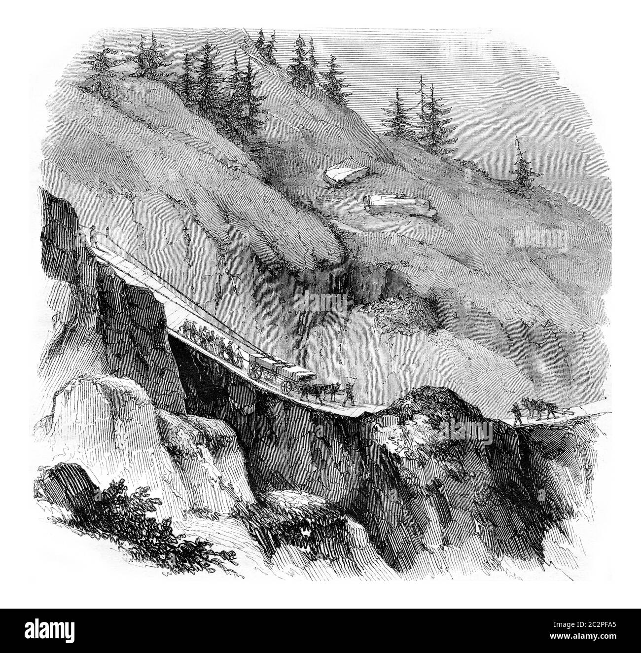 Trasporto Tomba di Desaix alla Chiesa di San Bernardo, illustrazione d'epoca incisa. Magasin Pittoresque 1844. Foto Stock