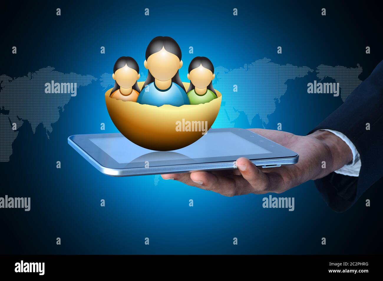 Uomo che mostra sociale il concetto di rete Foto Stock