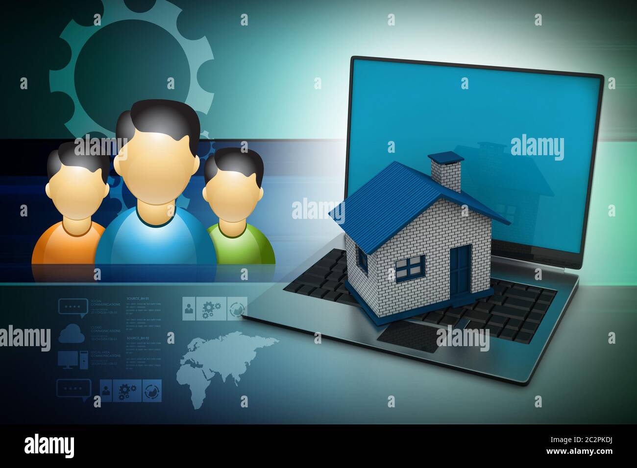 Immobiliare di concetto con il computer portatile Foto Stock