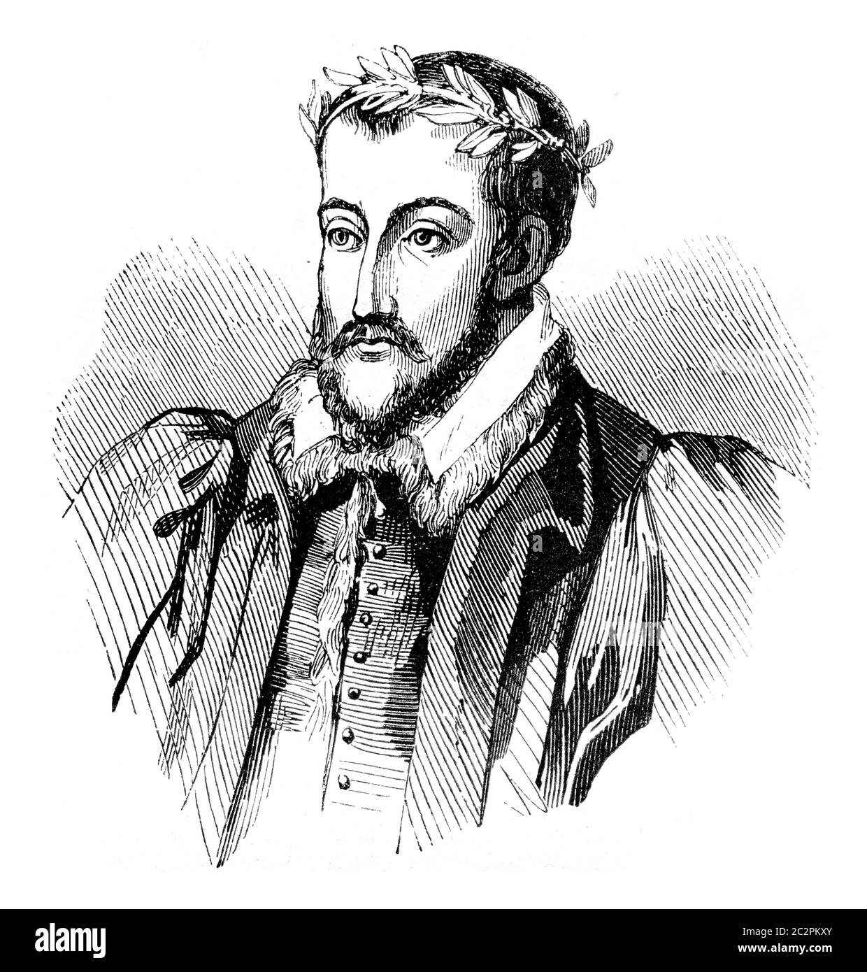 Joachim du Bellay, illustrazione d'epoca incisa. Magasin Pittoresque 1845. Foto Stock