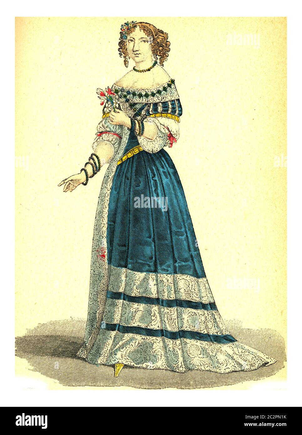 Madame de Montespan, illustrazione d'epoca incisa. Moda 12 ° al 18 ° secolo da immagine. Foto Stock